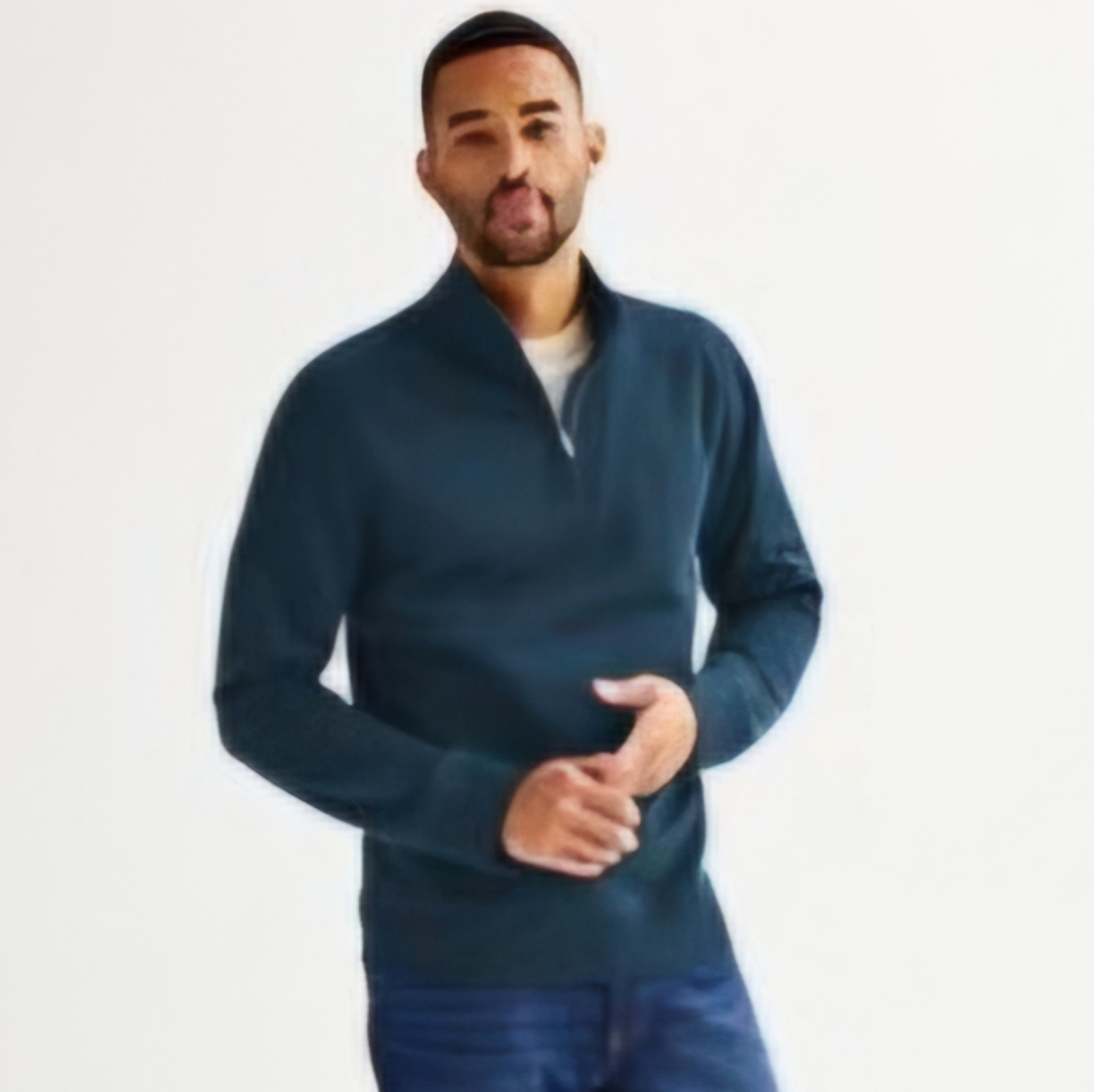 🆕️Sonoma Mens GOOD FOR LIFE Sweater Fleece Quarter Zip Pullover- Men-NAVY